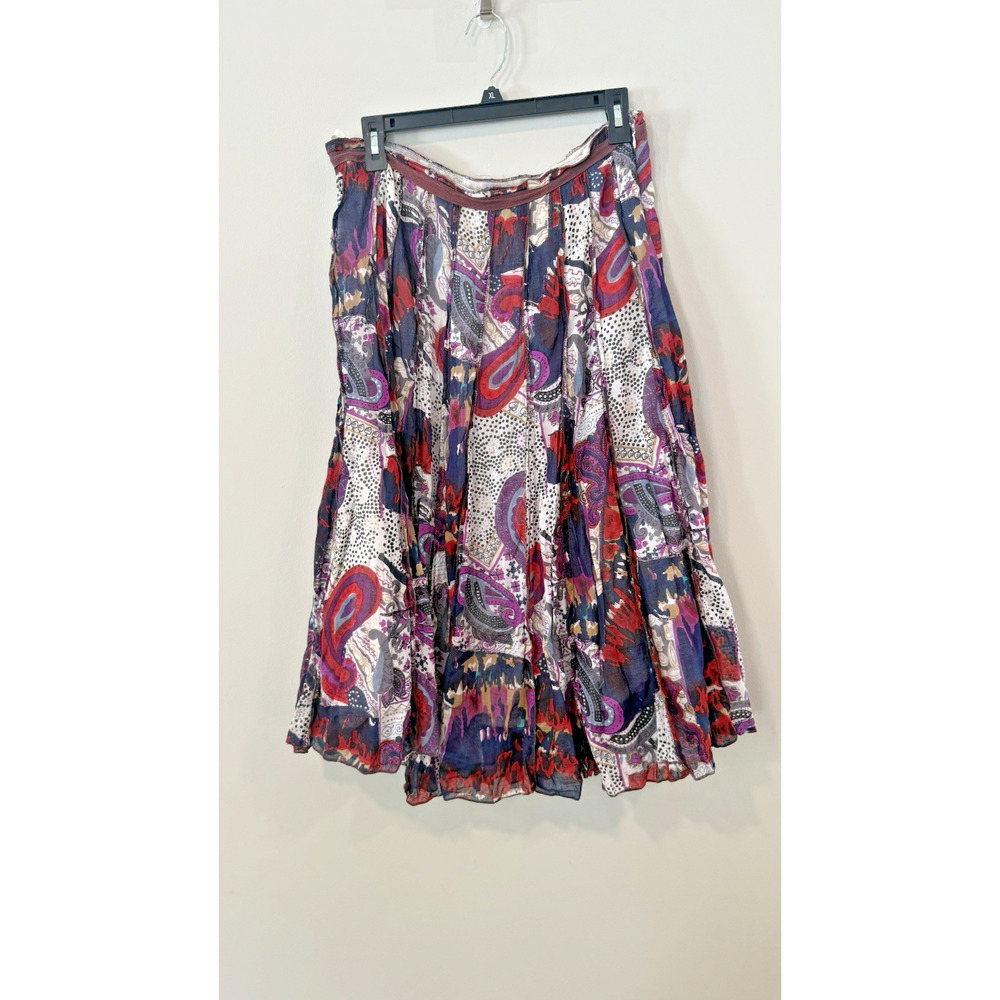 Dimri Y2K multicolored paisley lined cotton midi skirt. Size Large 3004